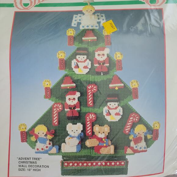Bucilla Needlepoint Kit Plastic Canvas Advent Tree Kit #61031 18" Tall USA - Picture 2 of 4